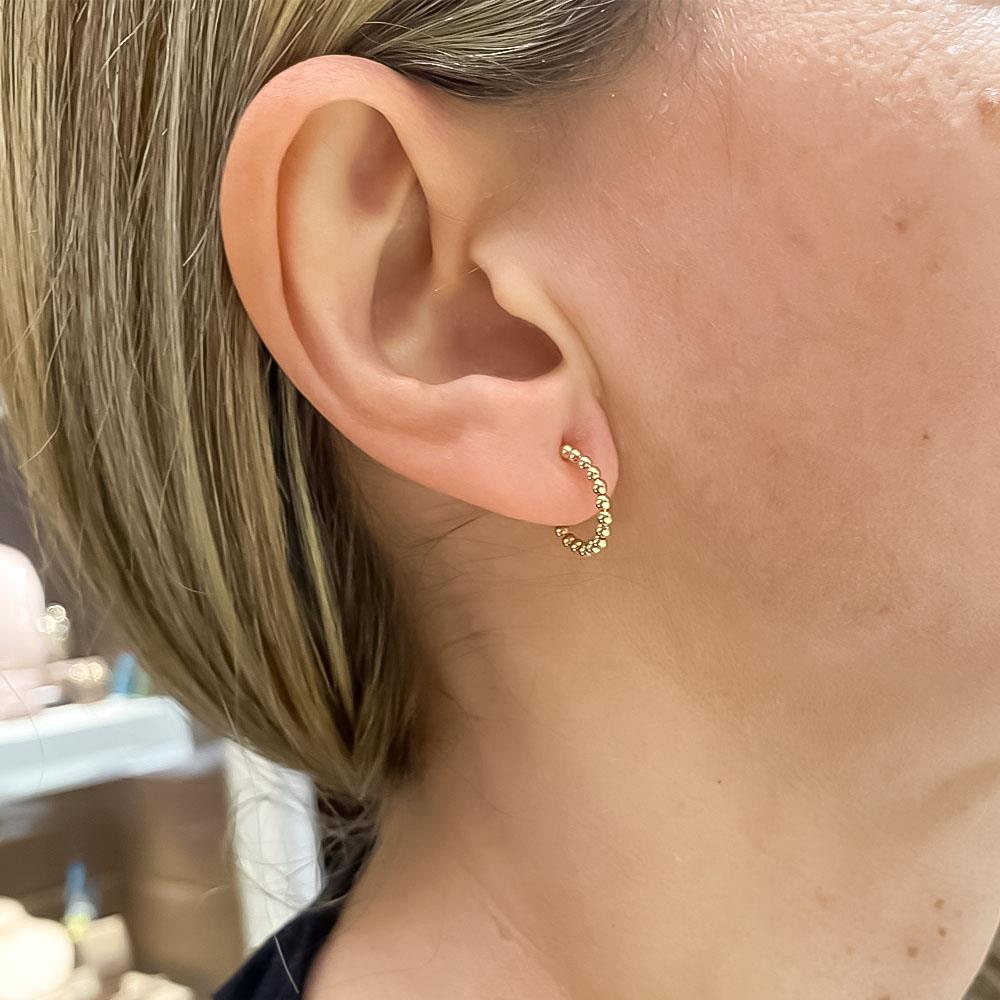  Orecchini cerchietti piccoli pallini oro giallo 18kt &Oslash;14,5 mm - LUSSO ITALIANO