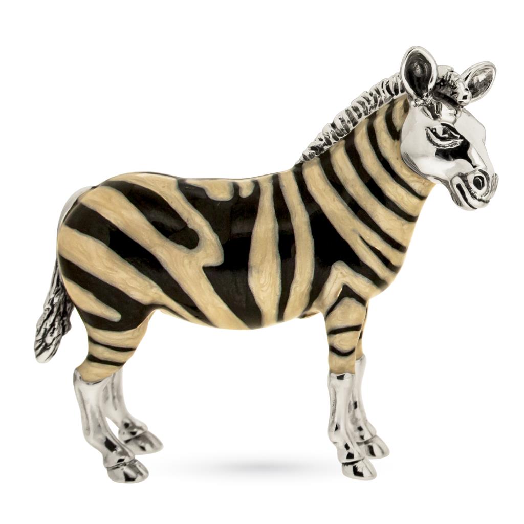 Zebra grande soprammobile argento 925 smalto - SATURNO