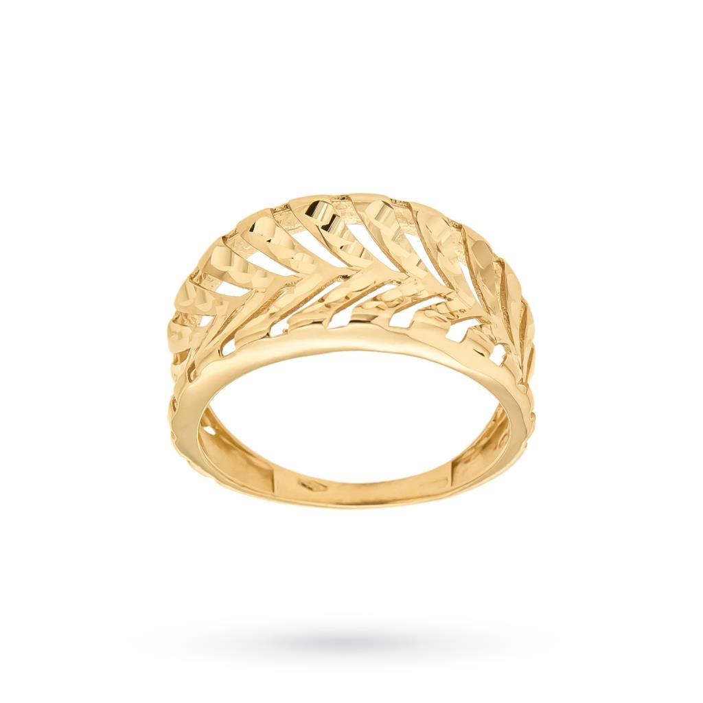 18kt yellow gold faceted openwork ring - UNBRANDED