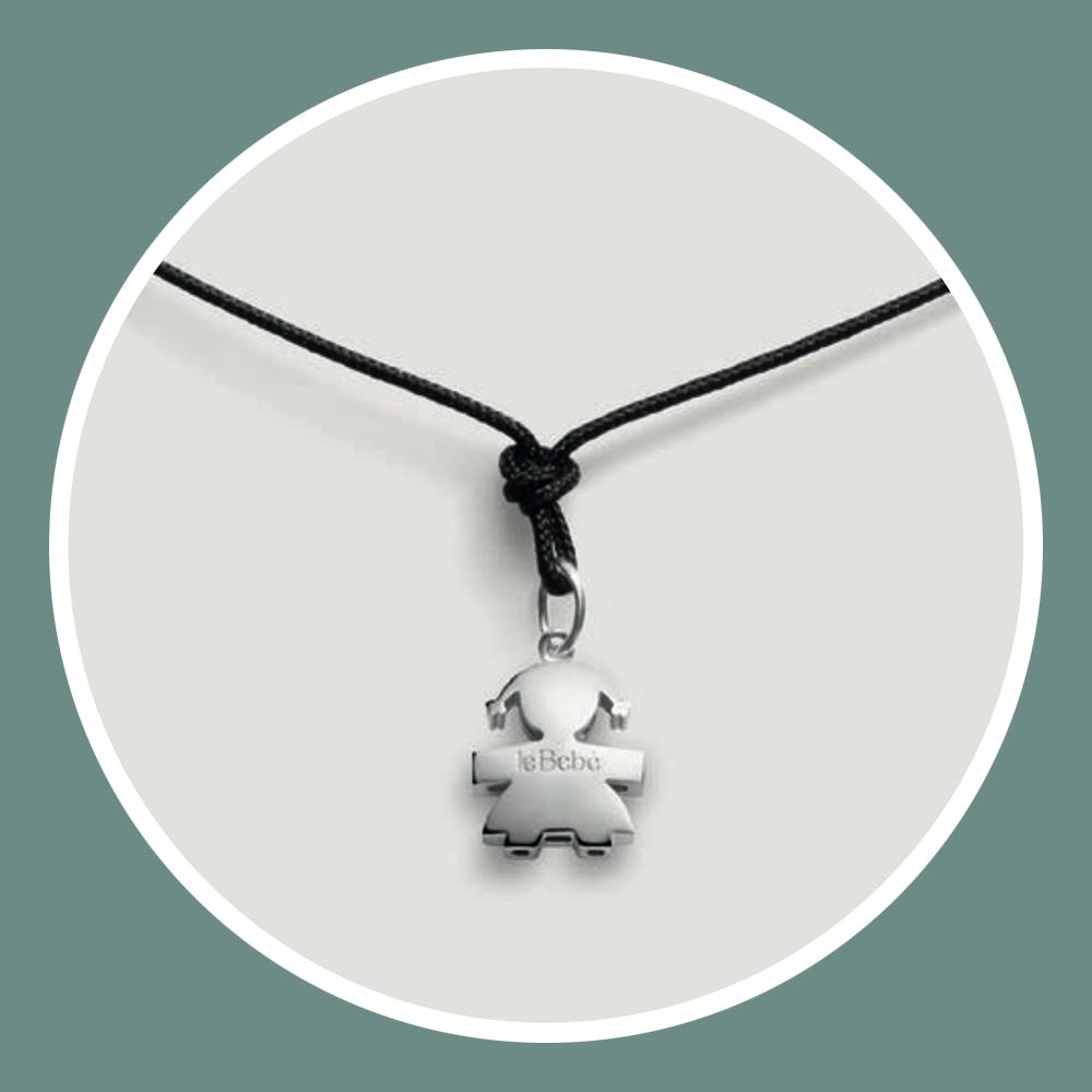  Ciondolo leBebe LBB915 sagoma bimba oro bianco 18kt - LE BEBE