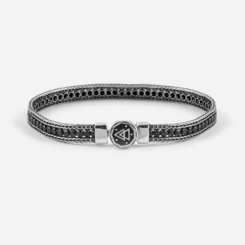 Bracciale in argento modello tennis nero Nove25