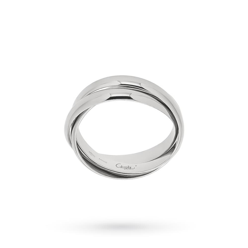 Three wedding bands connected in 18kt white gold - CICALA
