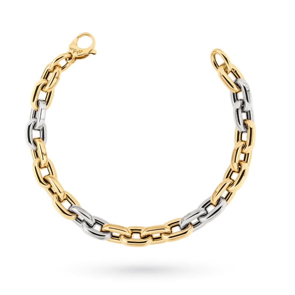Yellow white gold bracelet with large chain 19.5cm - UNBRANDED