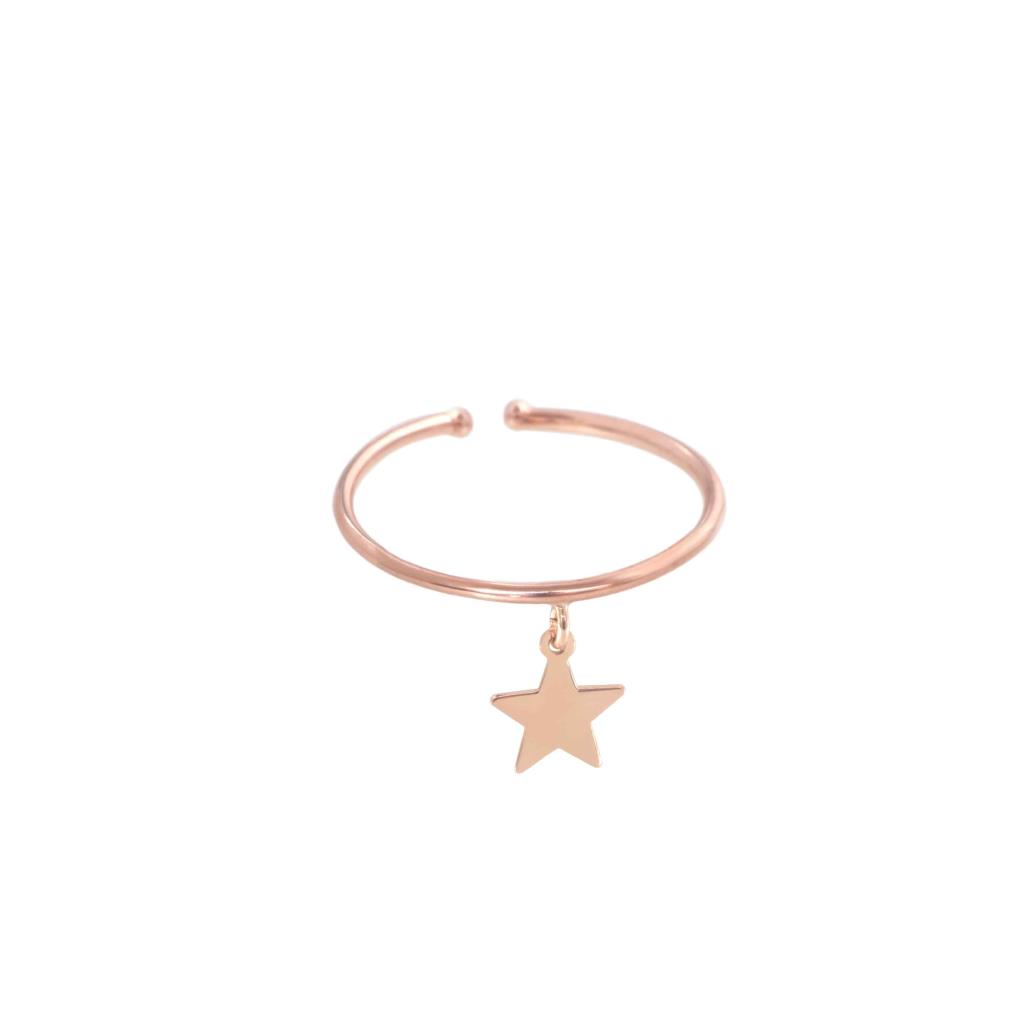 Aurum ring in 18kt rose gold with pendant star - MAMAN ET SOPHIE