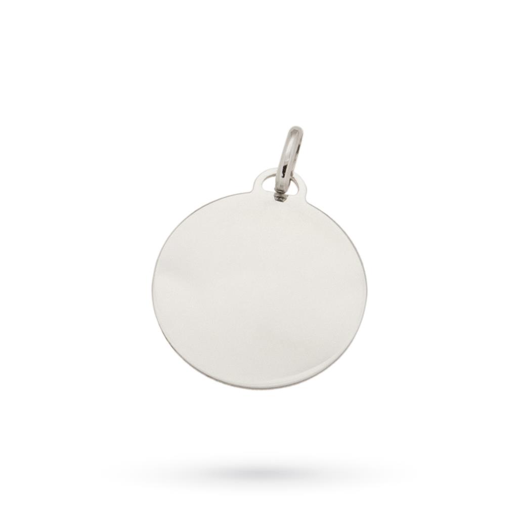 Round tag pendant in 18kt white gold - CICALA