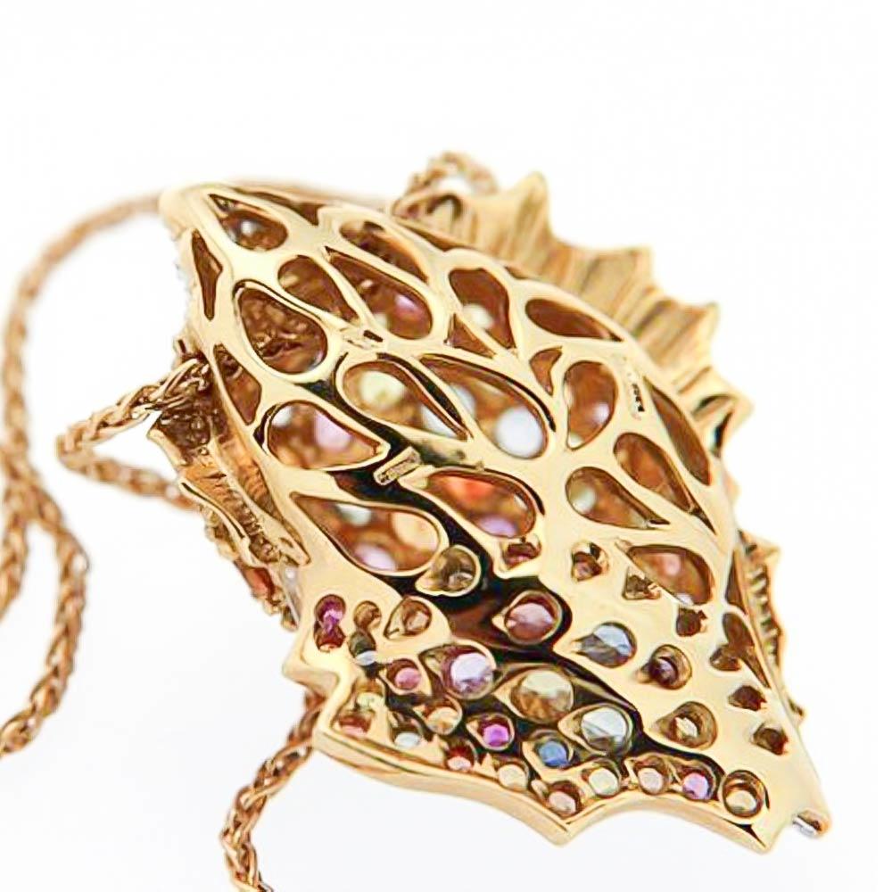  Girocollo conchiglia d'oro, zaffiri multicolor e diamanti - ORO TREND