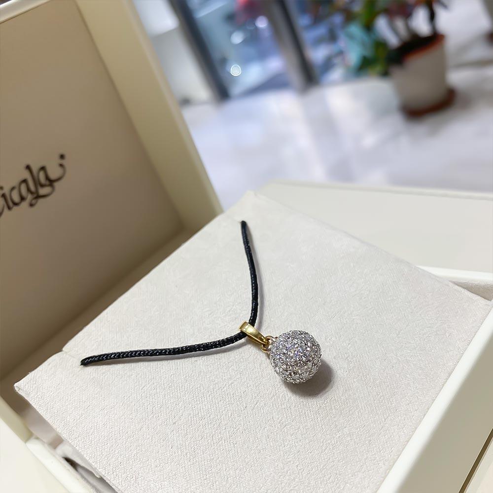  Ciondolo Giorgio Visconti oro sfera diamanti 1,08ct - GIORGIO VISCONTI