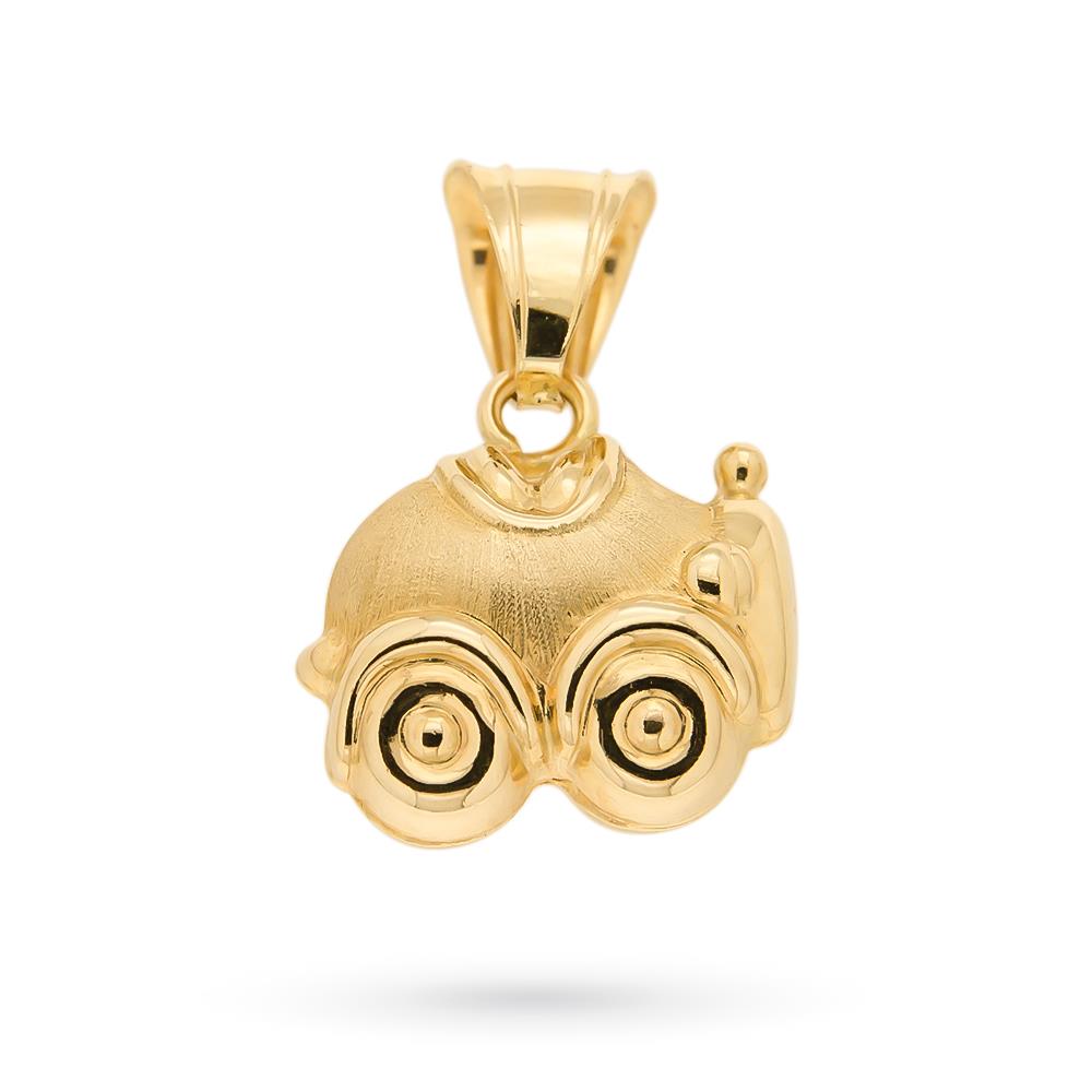 Ciondolo macchinina oro giallo 18kt lucido satinato - LUSSO ITALIANO