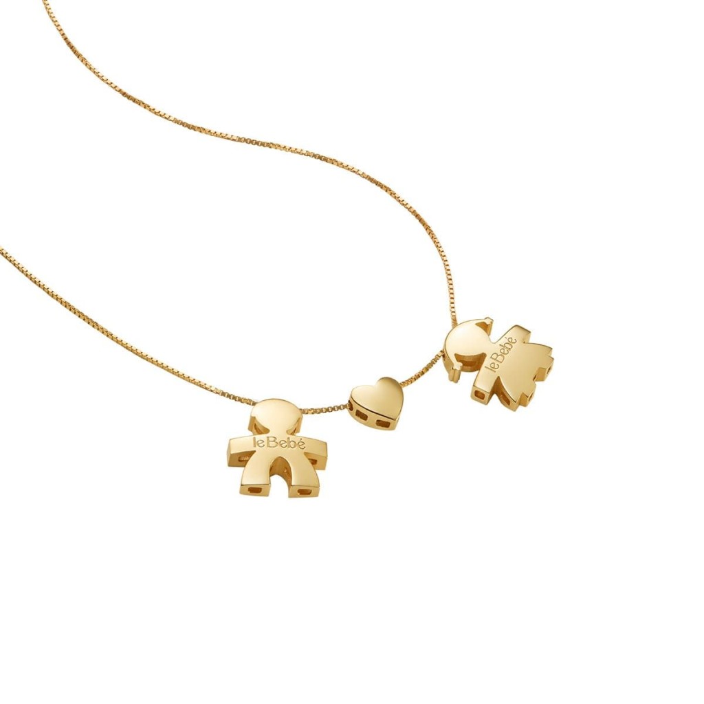 leBebe LBB918-FF Boy-Heart-Girl Necklace in Yellow Gold - LE BEBE