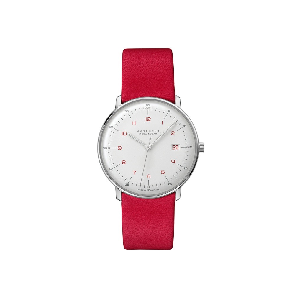 Junghans max bill MEGA Solar 59-4325.02 Bianco-Rosso 32,7 mm - JUNGHANS