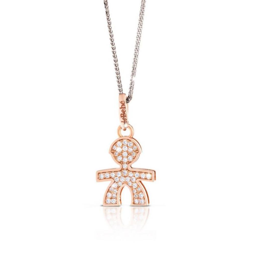  leBebe necklace LBB451 child shape pink gold diamonds ct 0,22 - LE BEBE