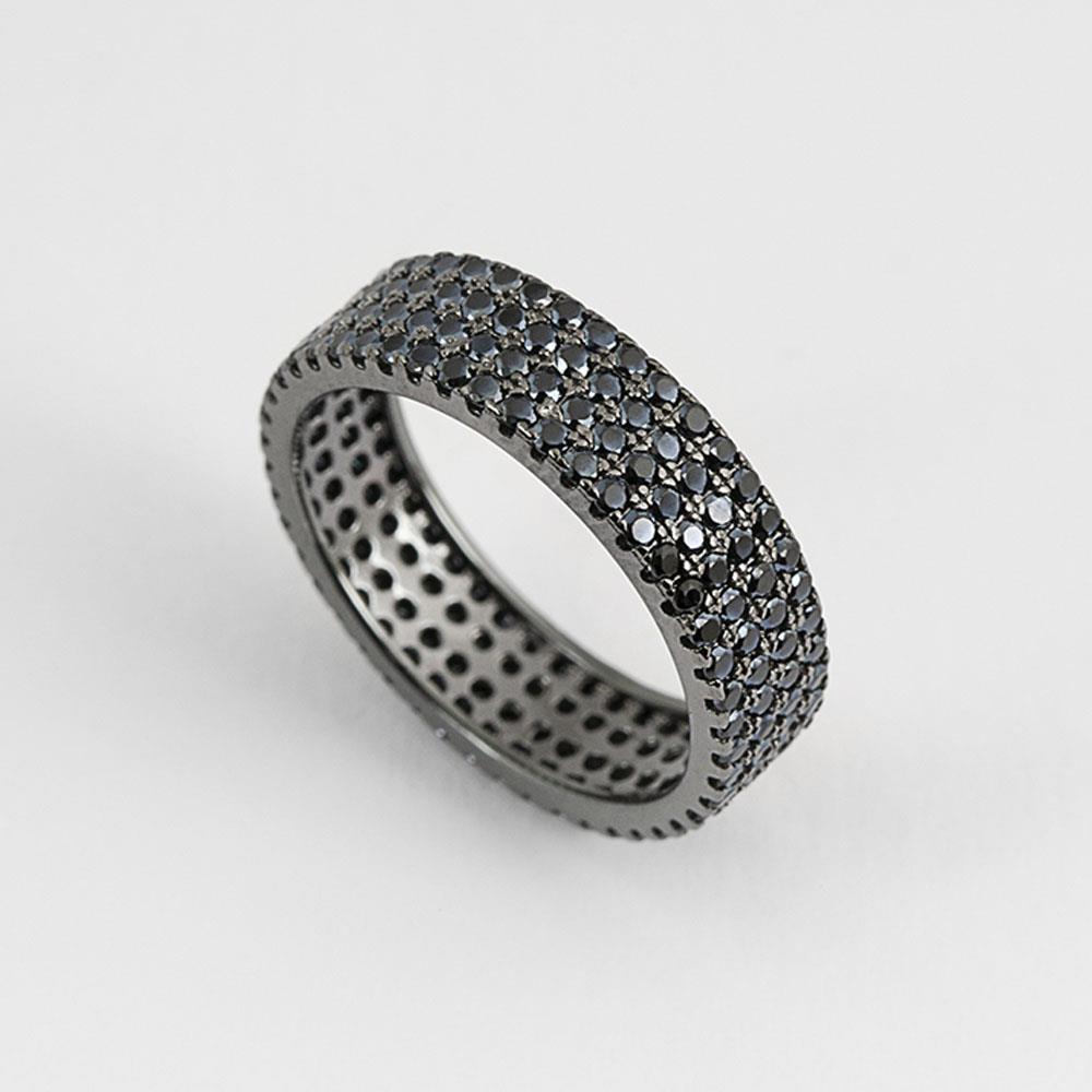 Anello argento nero pietre nere