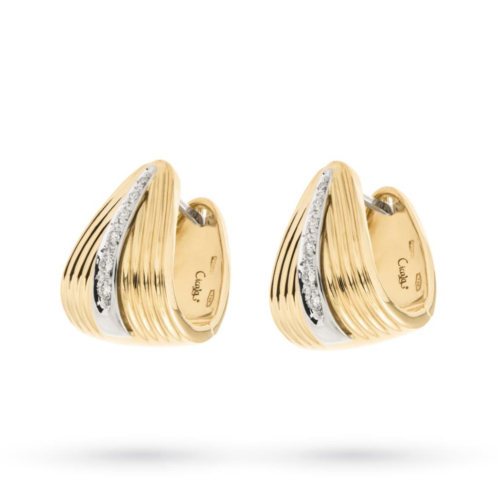 Earrings in yellow and white gold with diamonds - CICALA