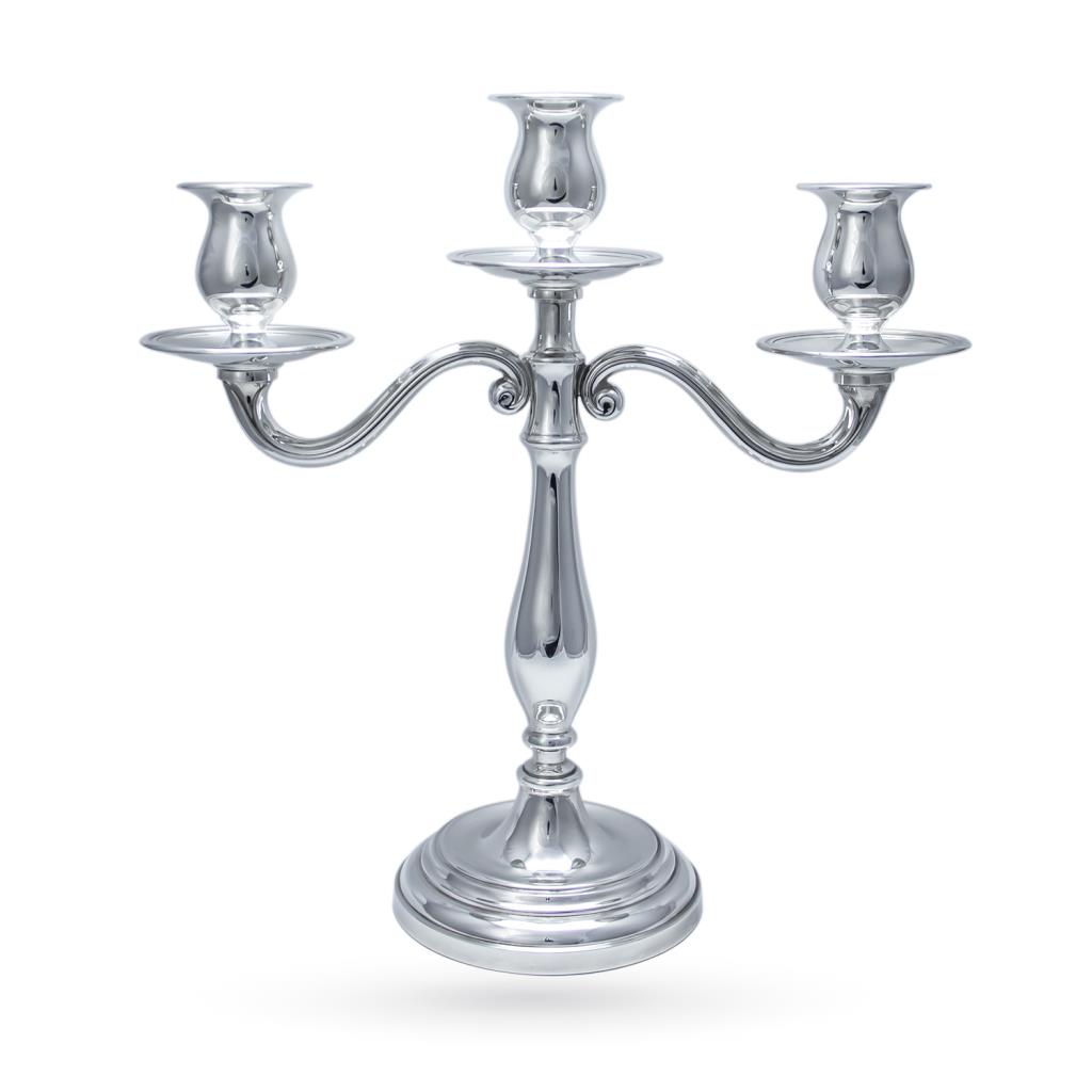 CANDLESTICK SILVER 800 3 BURNERS ENGLISH STYLE H 29CM - STANCAMPIANO