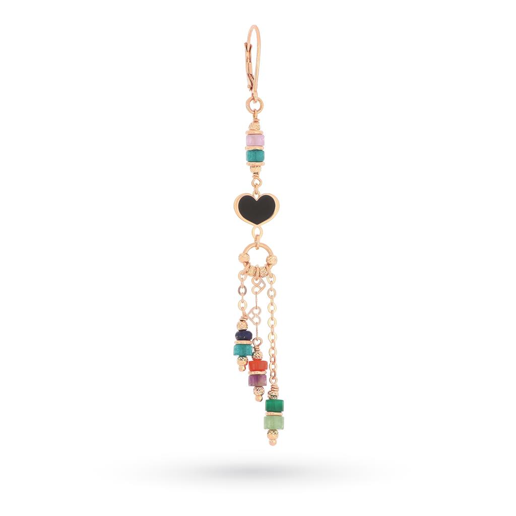 Single earring with mixed stones and black heart - MAMAN ET SOPHIE