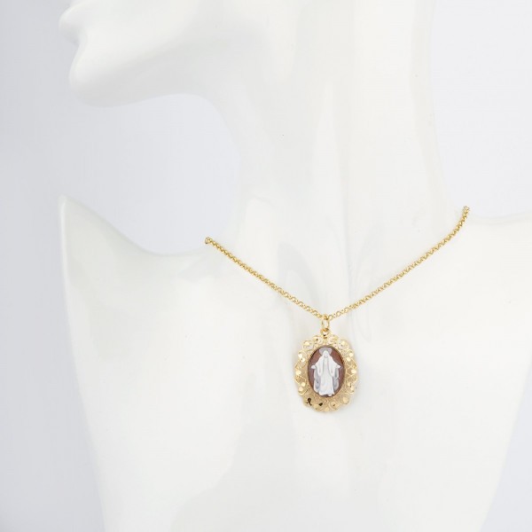 Gold plated silver pendant with Madonna cameo - CAMEO ITALIANO