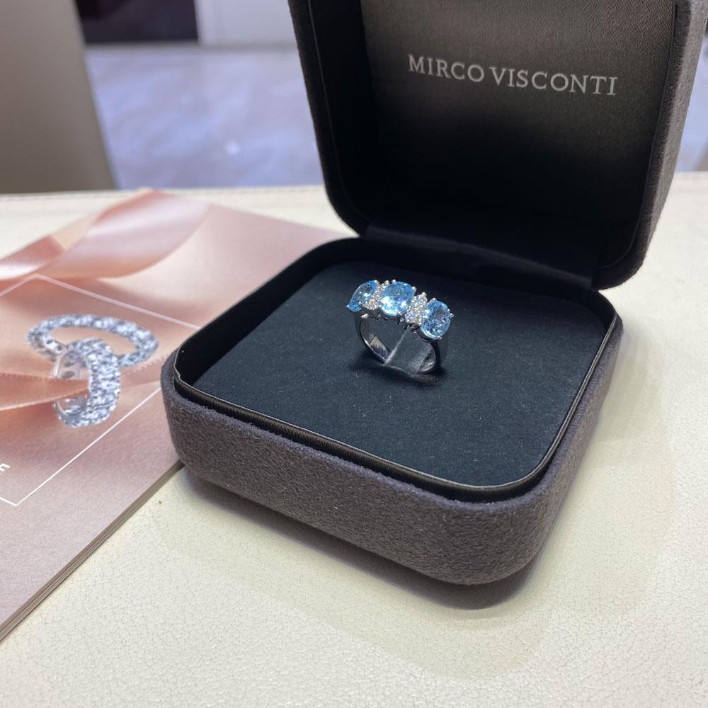  Anello trilogy acquamarine 3,47ct diamanti 0,26ct Mirco Visconti - MIRCO VISCONTI