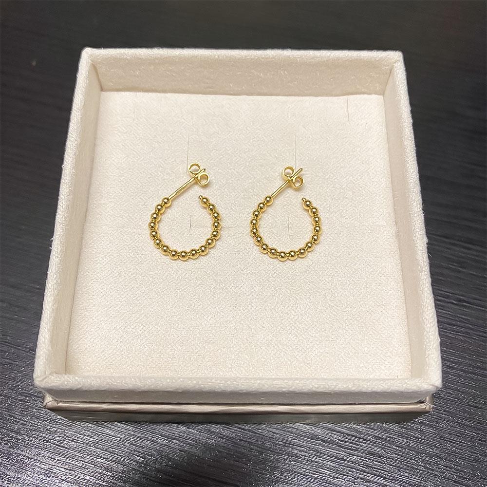  Orecchini cerchietti piccoli pallini oro giallo 18kt &Oslash;14,5 mm - LUSSO ITALIANO