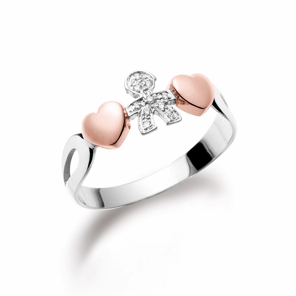 Anello leBebe LBB111 oro bianco bimbo due cuori - Misura 9 - LE BEBE