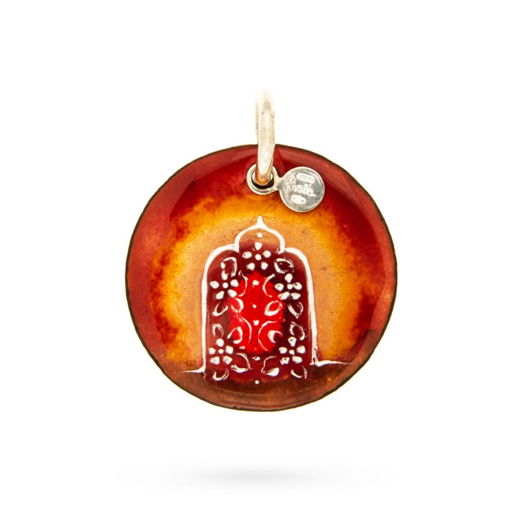Gabriella Rivalta silver and copper enameled pendant, door of the heart - GABRIELLA RIVALTA