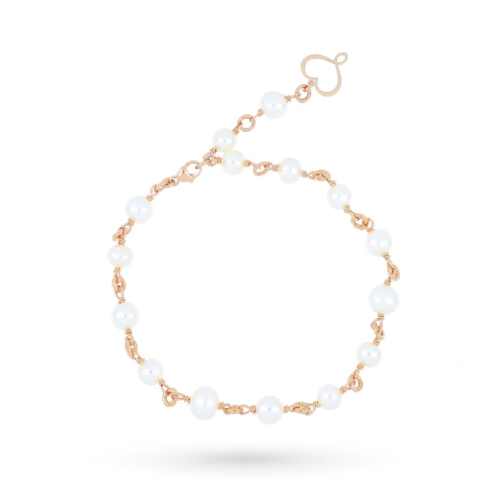 Bracciale rosario argento rosa e perle bianche - MAMAN ET SOPHIE