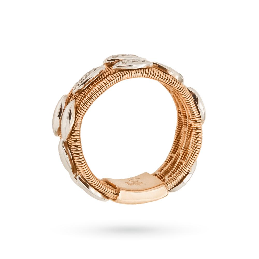  Anello in oro rosa con trafori ed elementi di diamanti - ORO TREND