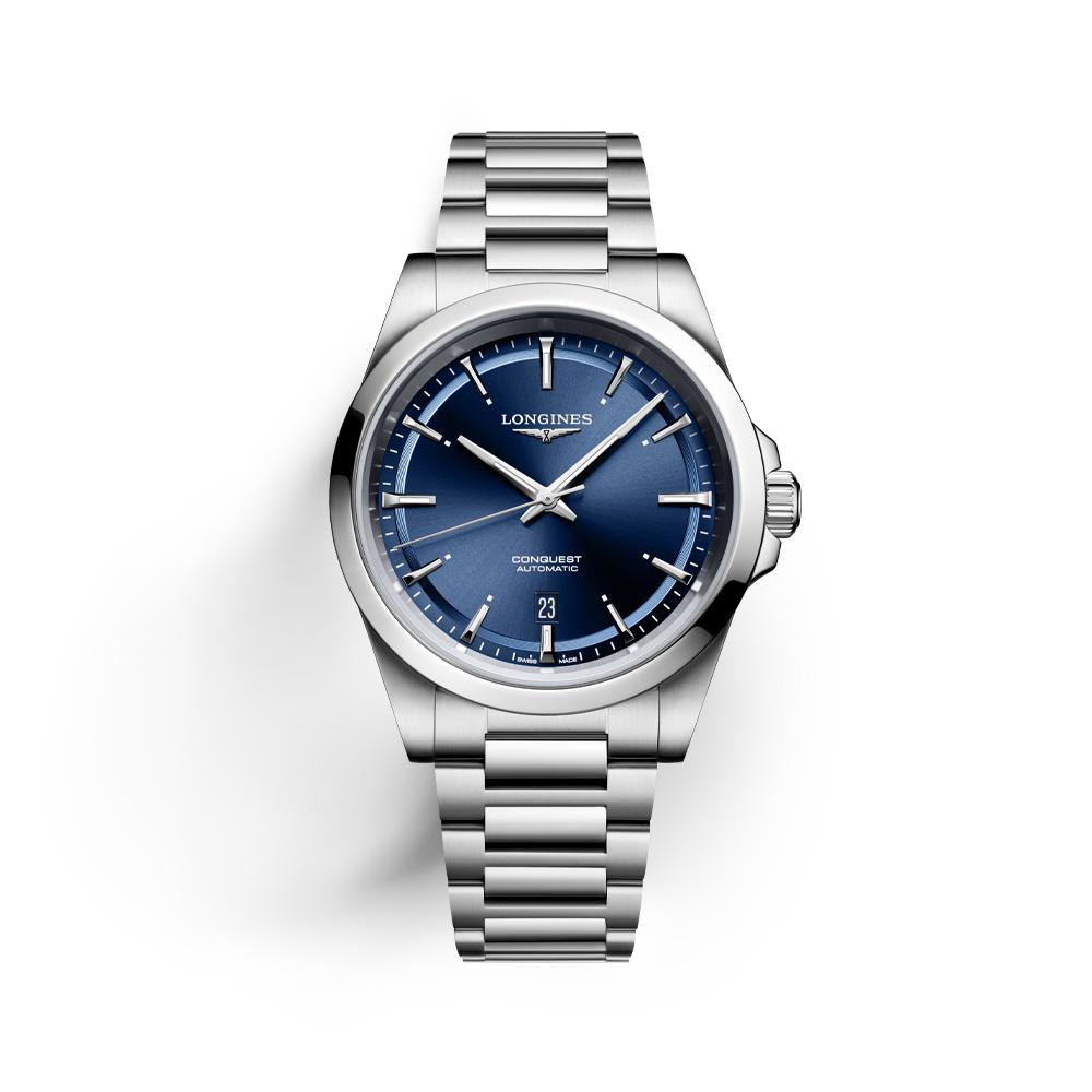 Orologio blu in acciaio della collezione Conquest di Longines