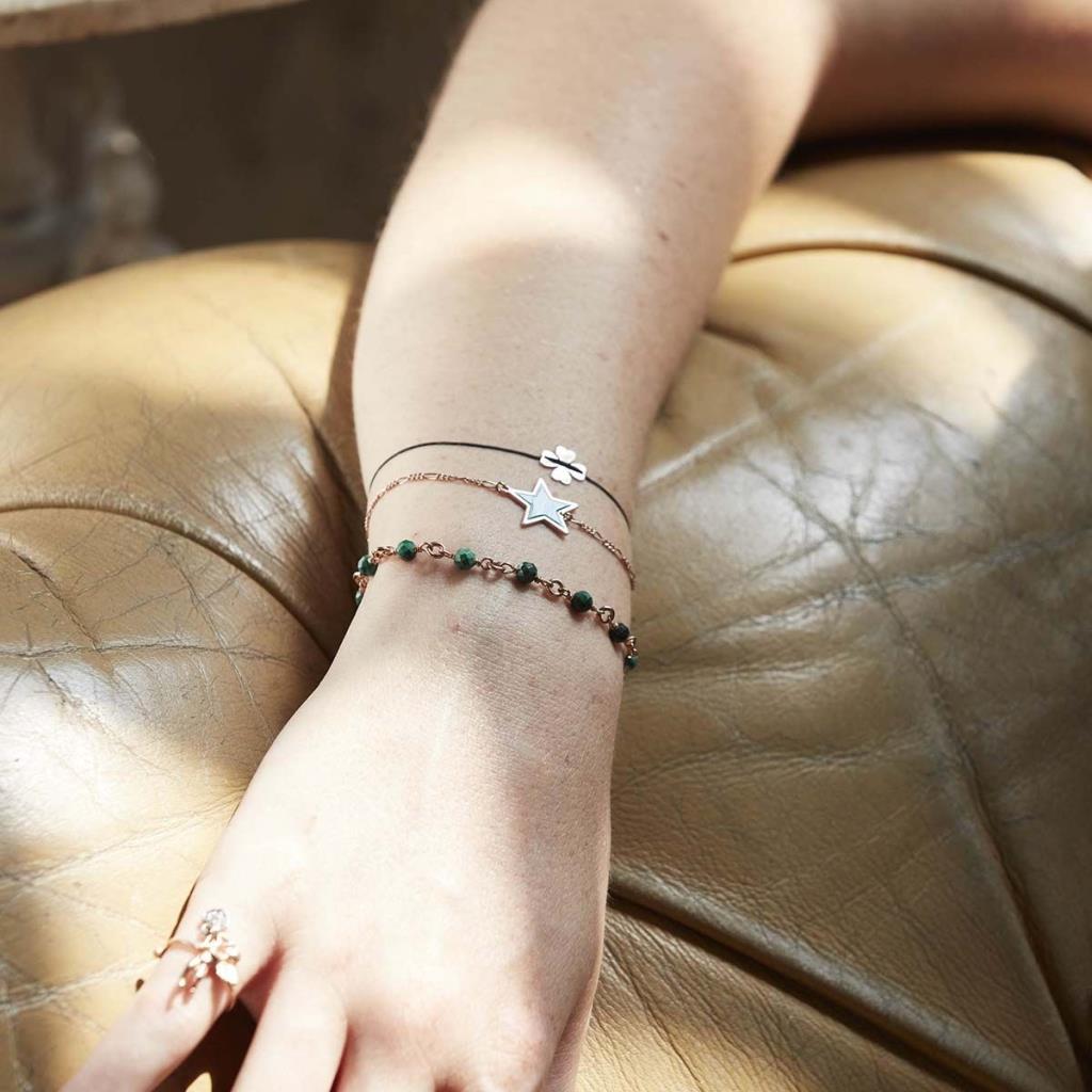  Bracelet with burgundy garnet stones in 925 silver plated rose gold - MAMAN ET SOPHIE