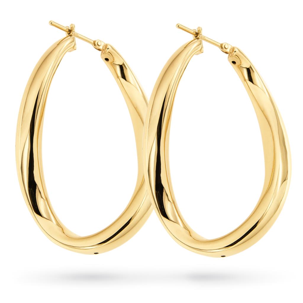 Yellow gold twisted circle earrings 42x28mm - UNBRANDED