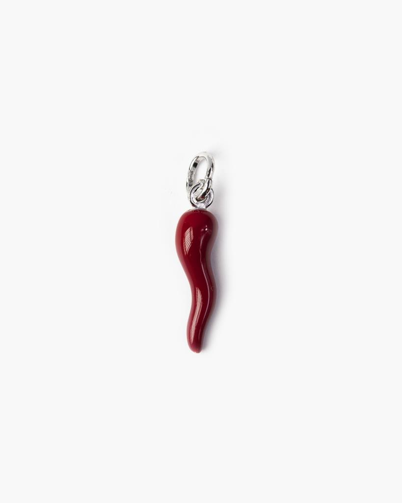 Nove25 silver red enamel horn pendant - NOVE25