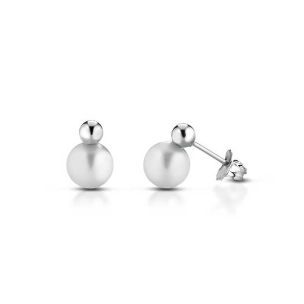 White gold earring with fresh water pearl 6-6.5mm - LELUNE