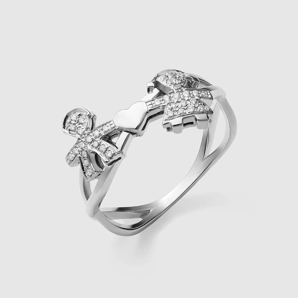 Anello in oro con sagoma di bambino e bambina