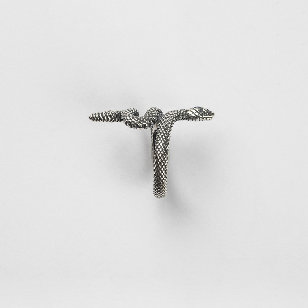  Anello serpente spinello blu argento brunito lucido Nove25 - NOVE25