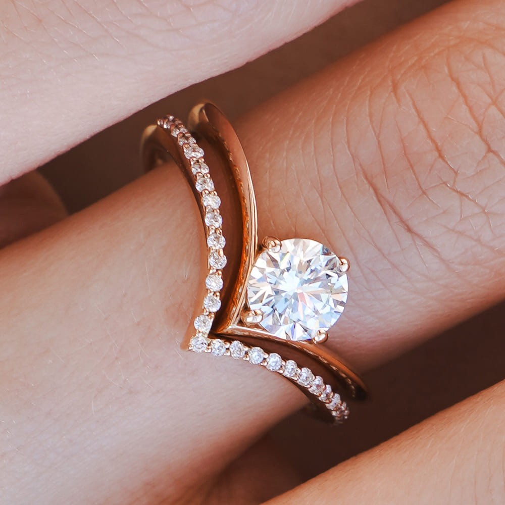  Anello oro rosa diamanti da 0,005 Carati Lab-Grown - misura 14 - AMA