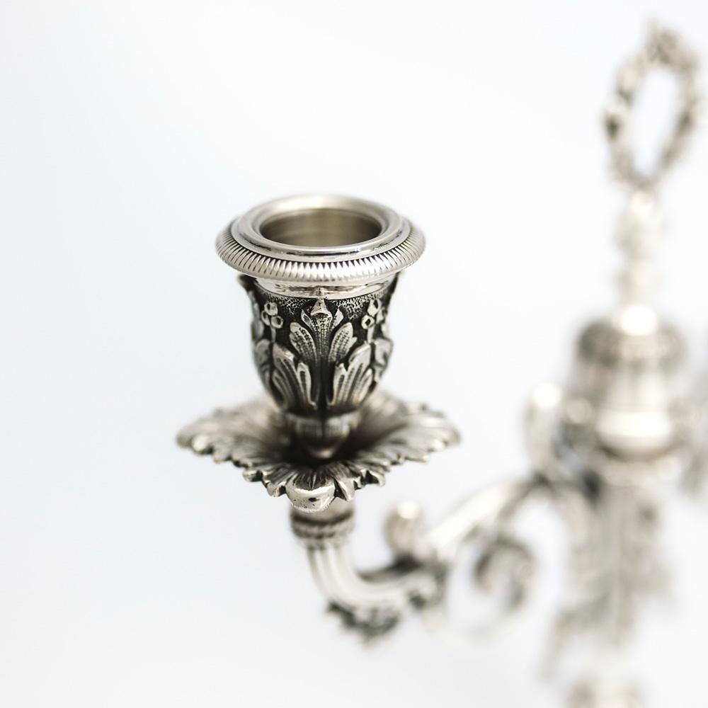  Coppia di candelabri d&rsquo;epoca anni &rsquo;30 in argento 800, Fassi Arno - 