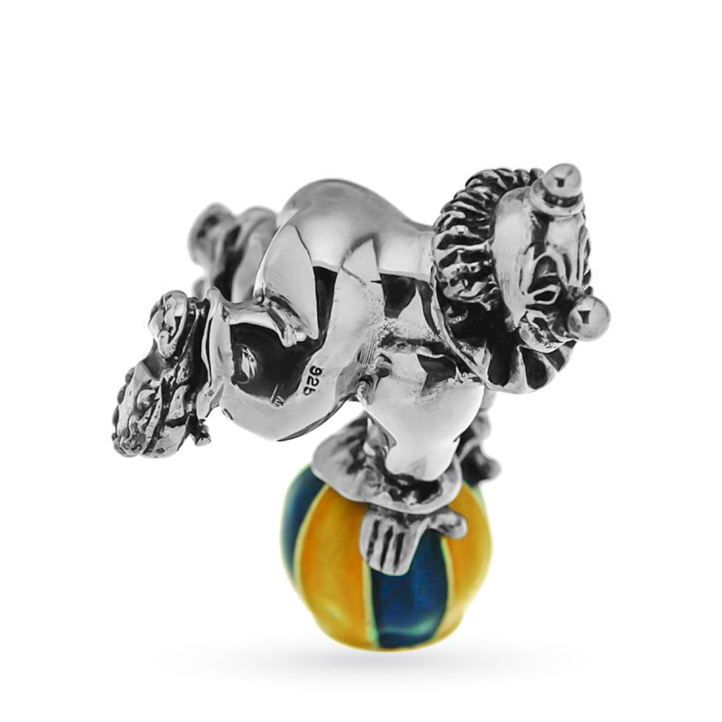 Pagliaccio su palla Soprammobile Medio argento 925 smalto - SATURNO