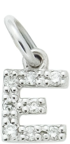 Ciondolo iniziale E stampatello h 5,30mm oro bianco diamanti - CICALA
