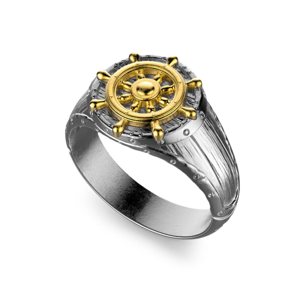 Zancan ring EXA224 burnished silver golden helm - ZANCAN