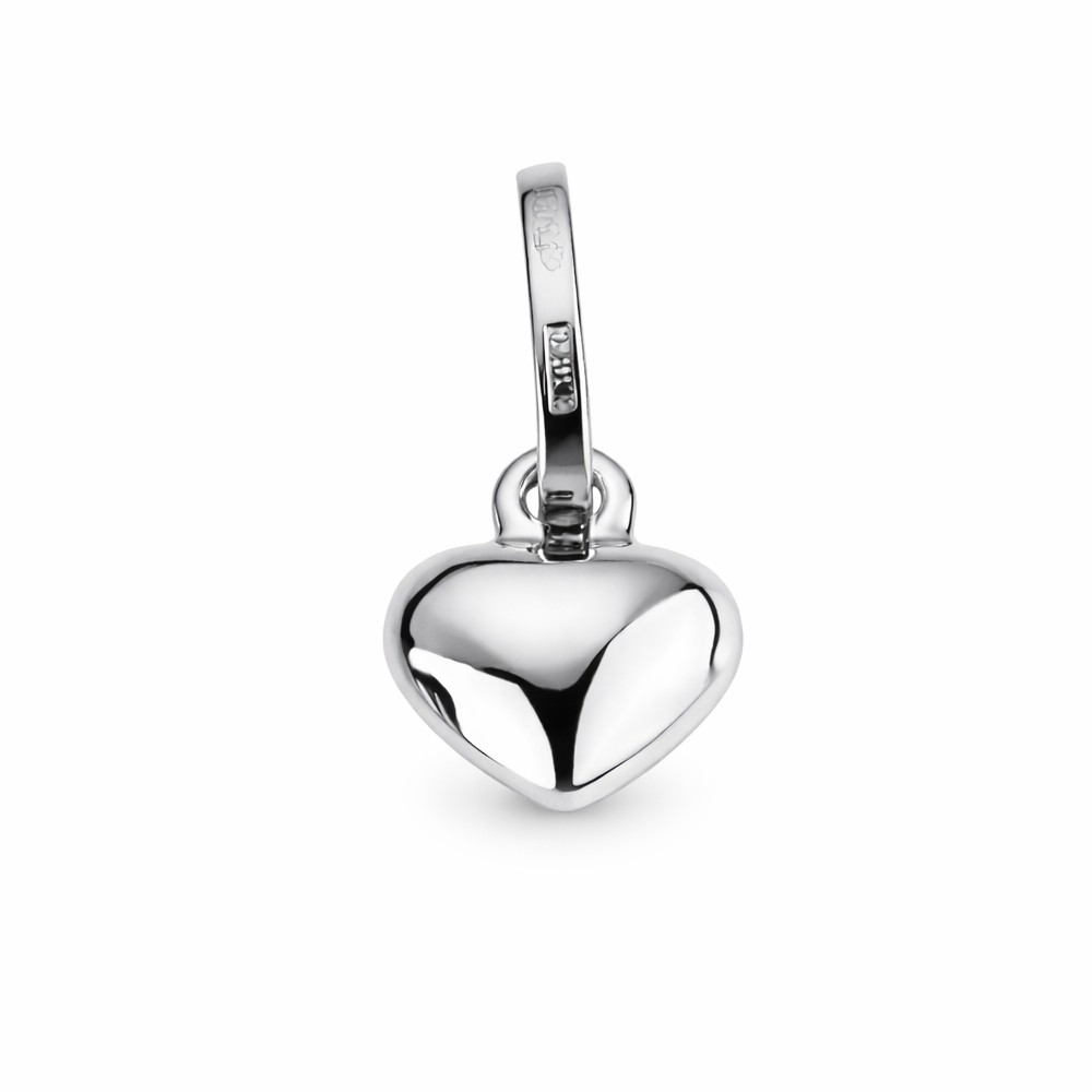 Ciondolo cuoricino in oro bianco bombato