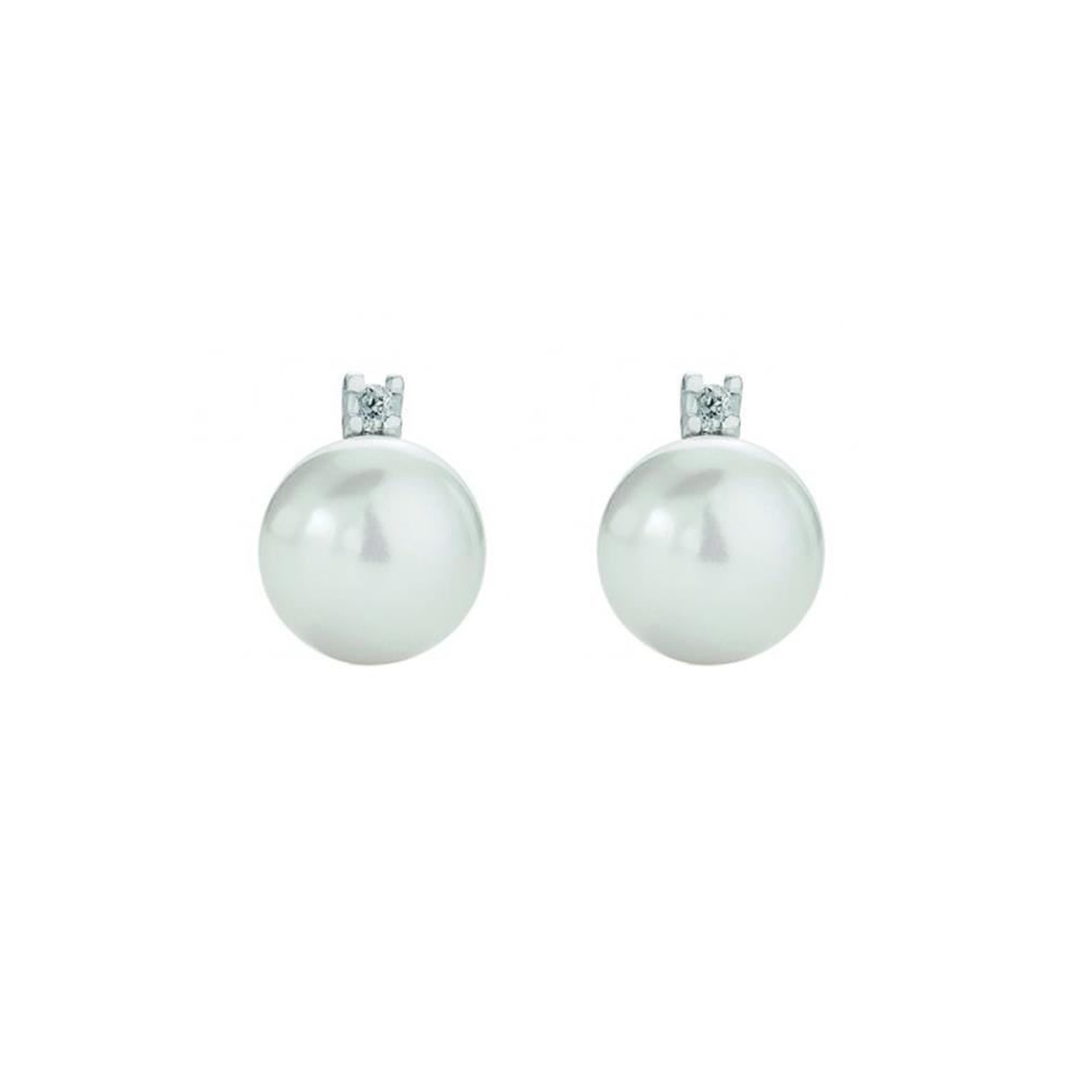 Pearl stud earrings Ø 5-5,5 mm with diamond - COSCIA