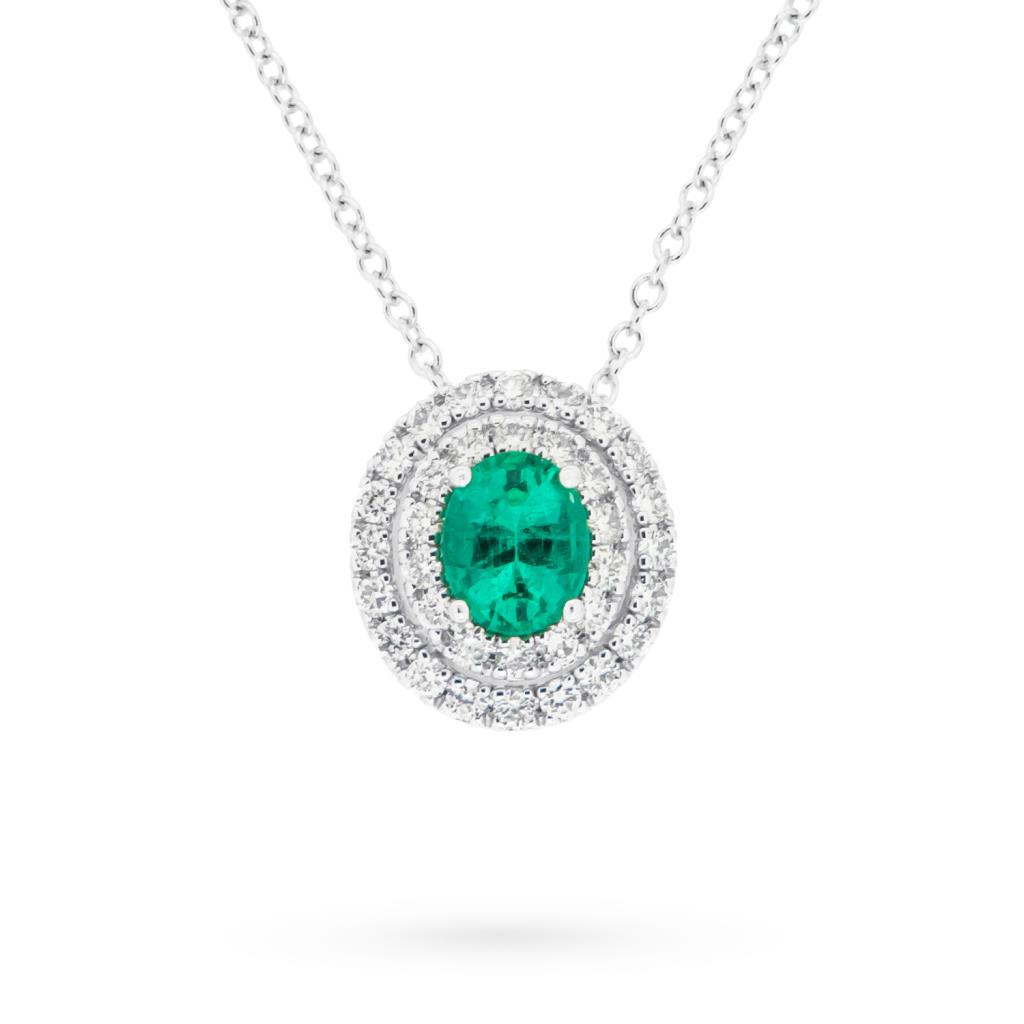 Girocollo oro pendente smeraldo 0,38ct diamanti 0,21ct - MIRCO VISCONTI