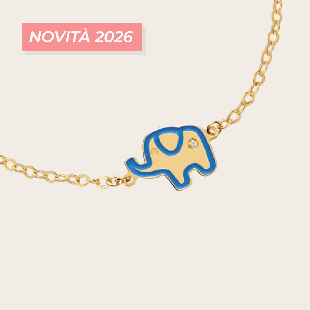 Bracciale leBebe PMG208 Lucciole Elefantino smaltato blu e diamante - LE BEBE