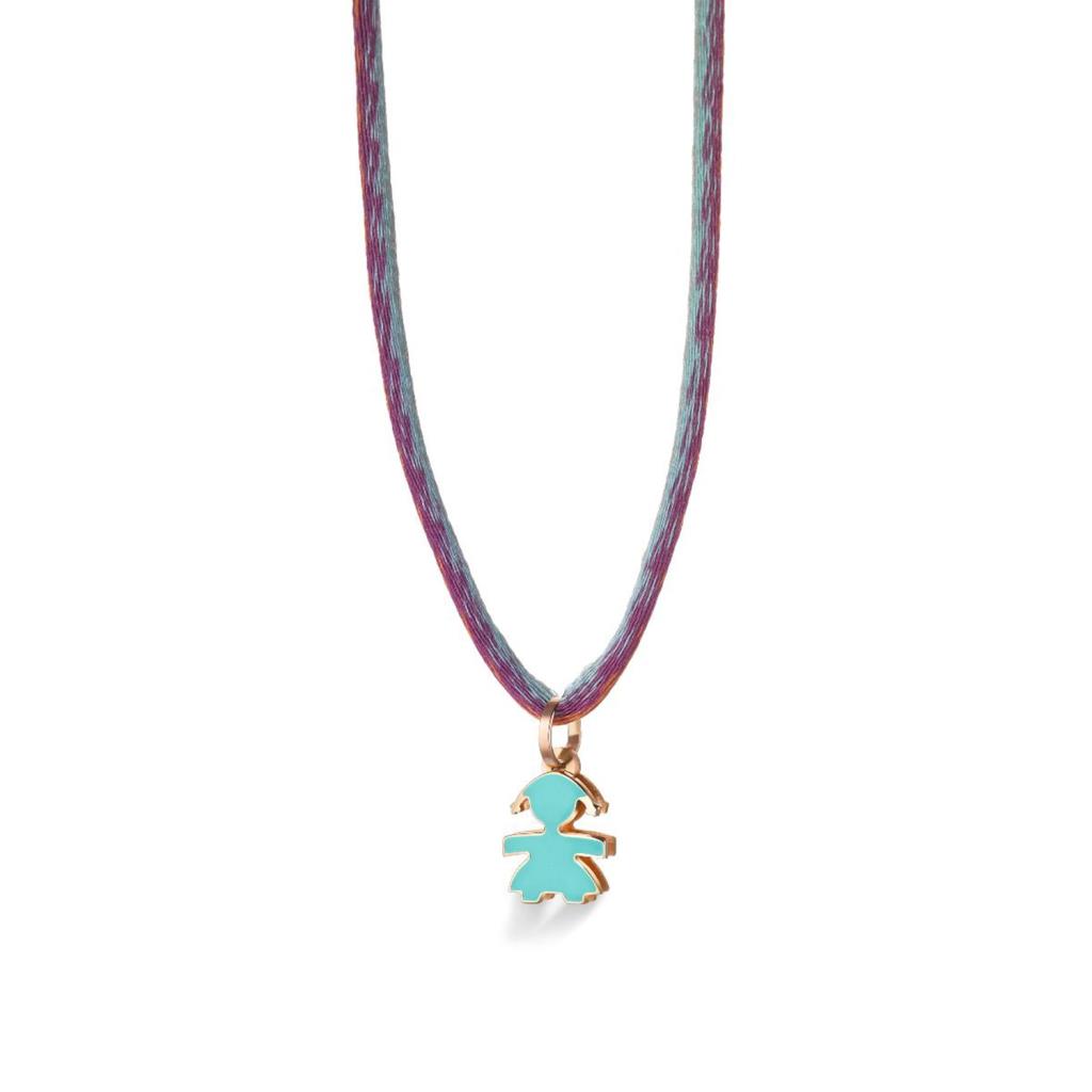 Ciondolo leBebe LBB055-ACQ Classici bimba oro rosa smalto verdeacqua - LE BEBE