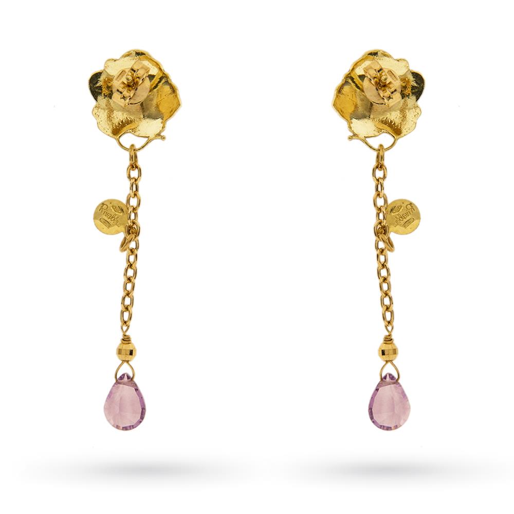  Gabriella Rivalta gold amethyst flower pendant earrings - GABRIELLA RIVALTA