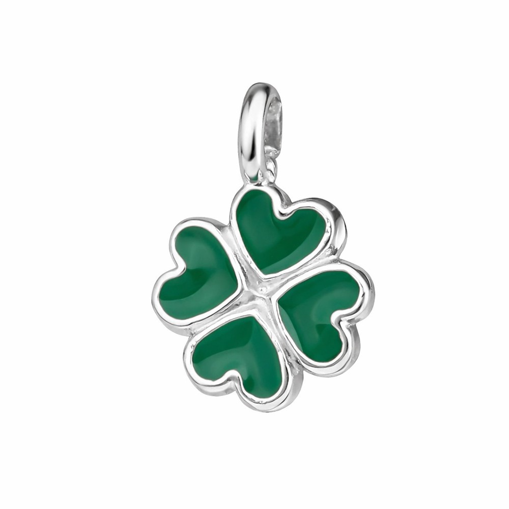 Piccolo ciondolo quadrifoglio in argento e smalto verde