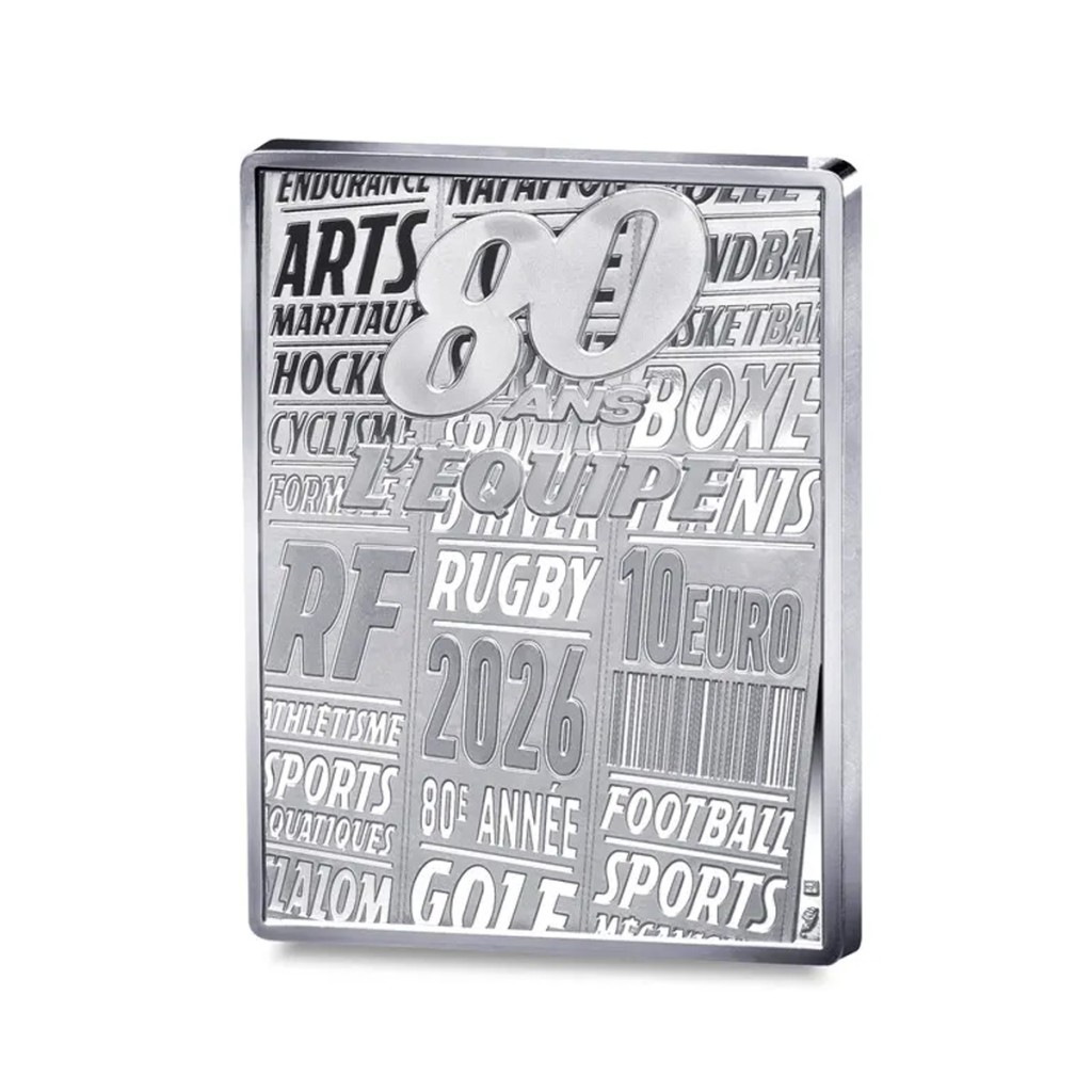 80 Years of l'Equipe - Rugby 10&euro; Fine Silver Coin - MONNAIE DE PARIS