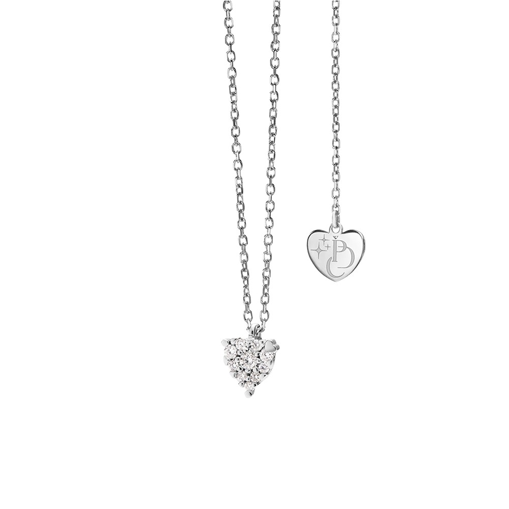 Collana punto luce con cuore di diamanti