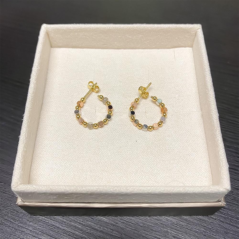  Orecchini cerchio oro bianco giallo rosa Ø14,5 mm - LUSSO ITALIANO