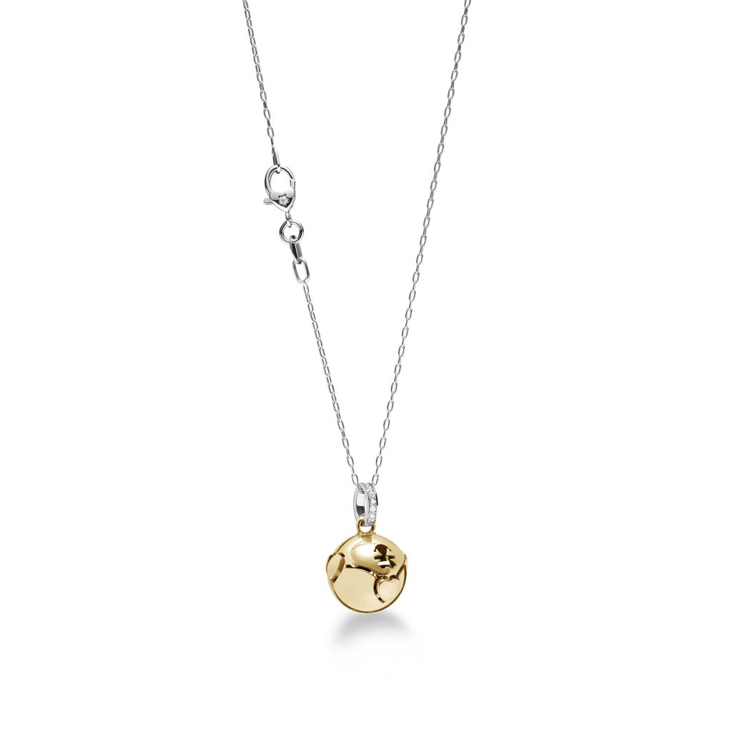  9kt white gold leBebe SNMA004 necklace heart diamond closure - LE BEBE