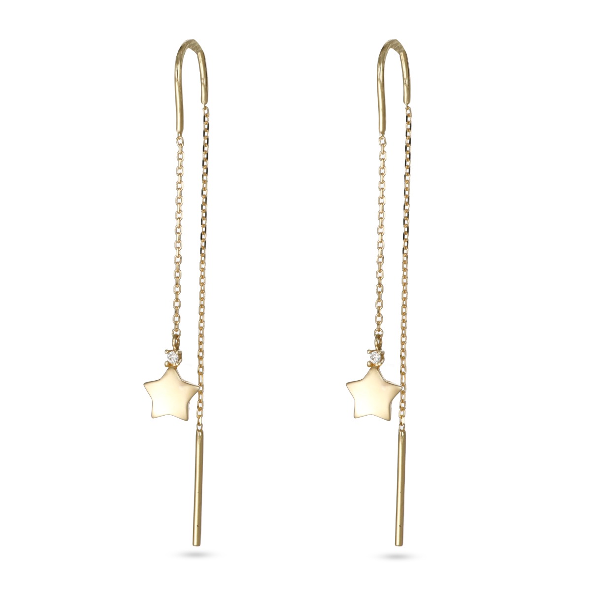  Orecchini pendenti in oro 18 kt stella e zircone bianco - LUSSO ITALIANO